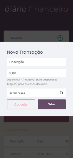 Print do modal na versão mobiles